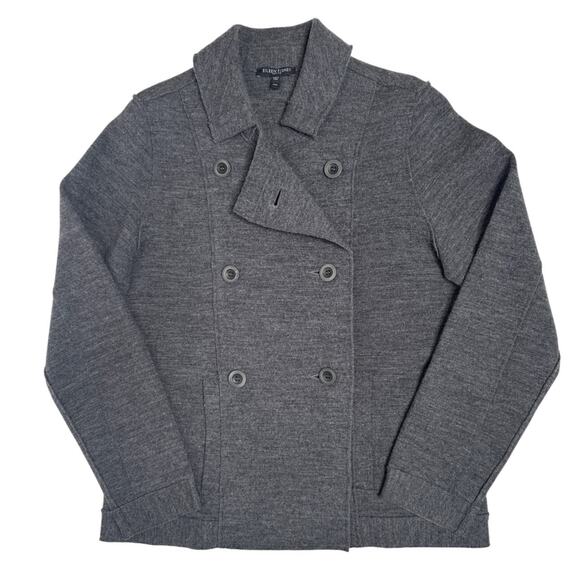 Eileen Fisher Petite Merino Wool Double-Breasted Peacoat Sweater Jacket medium P - Picture 4 of 13